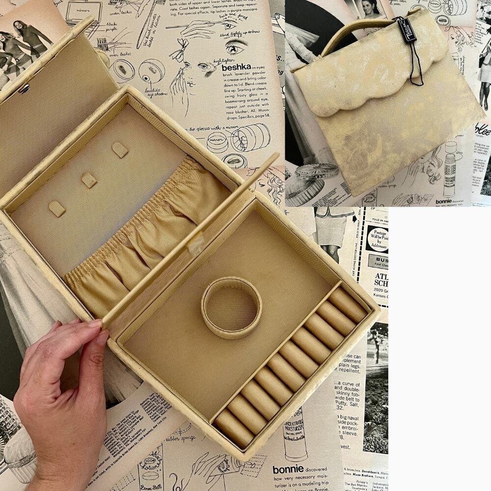 Vintage NEW Tuscan Design Jewelry Scalloped Travel Organizer Box Bag
